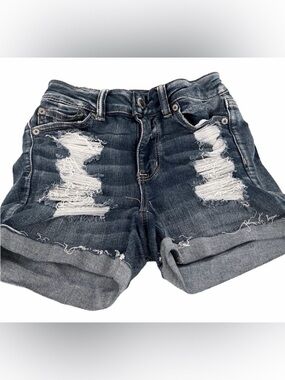 American Eagle Super Stretch Distressed Ripped Denim Shorts 3” Inseam Size 0